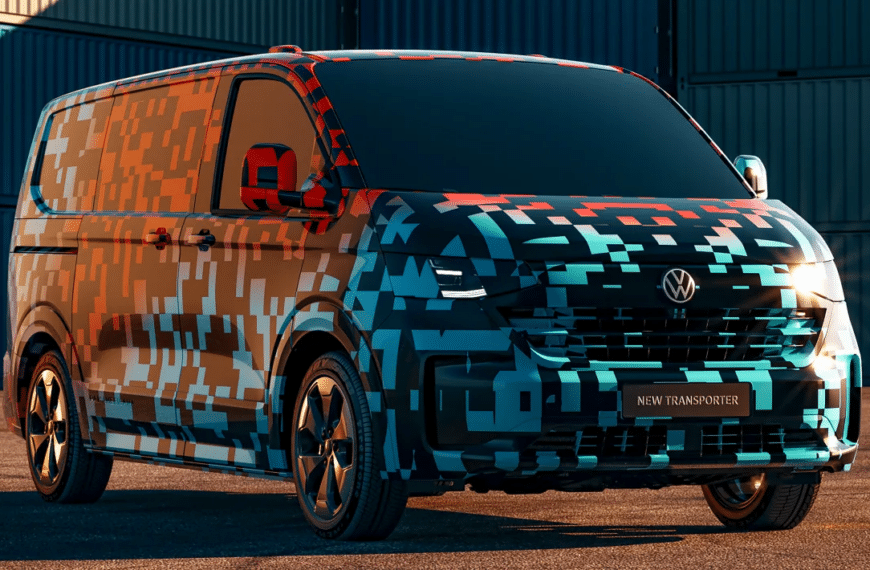 Foto van de nieuwe volkswagen transporter, 2024